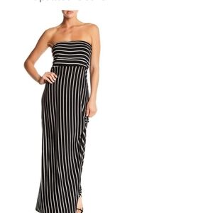 Banana Republic Black and White Striped Maxi Dress